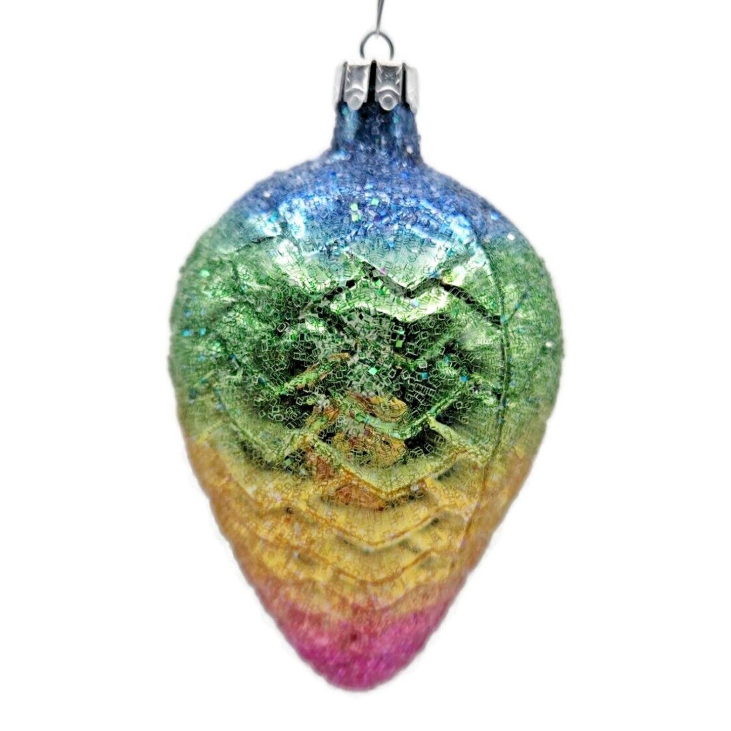 Christopher Radko Rainbow Pine Cone Glass Christmas Tree Ornament 91-105-0