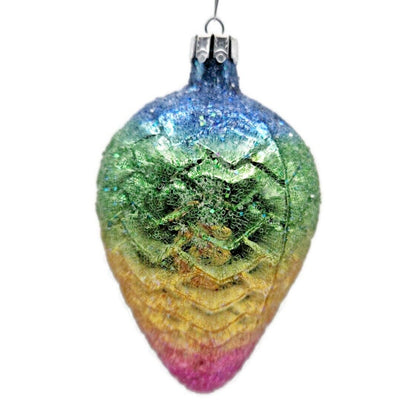 Christopher Radko Rainbow Pine Cone Glass Christmas Tree Ornament 91-105-0