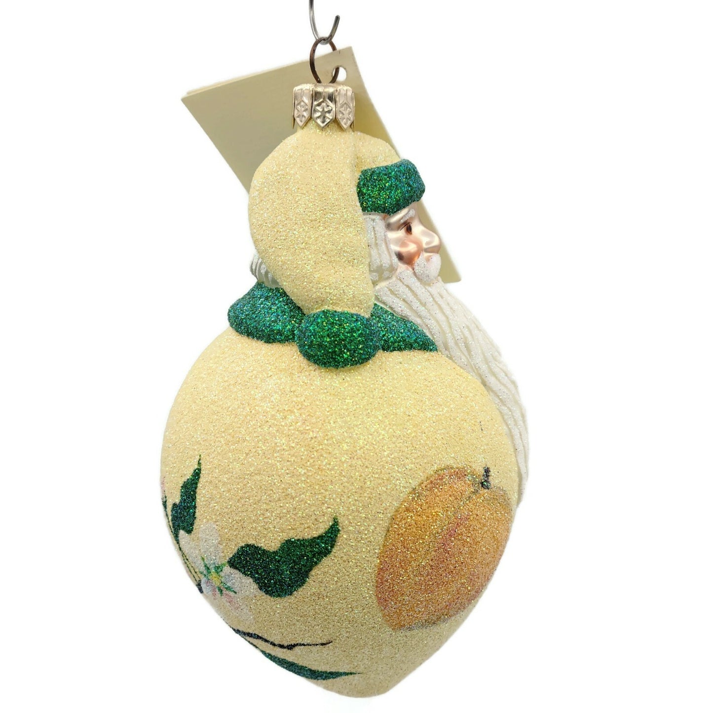 Patricia Breen Santa Poeticus Peaches Glittered Spring Christmas Tree Ornament