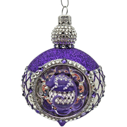 Patricia Breen Anniversary Reflector Purple Glitter Chameleon Christmas Ornament