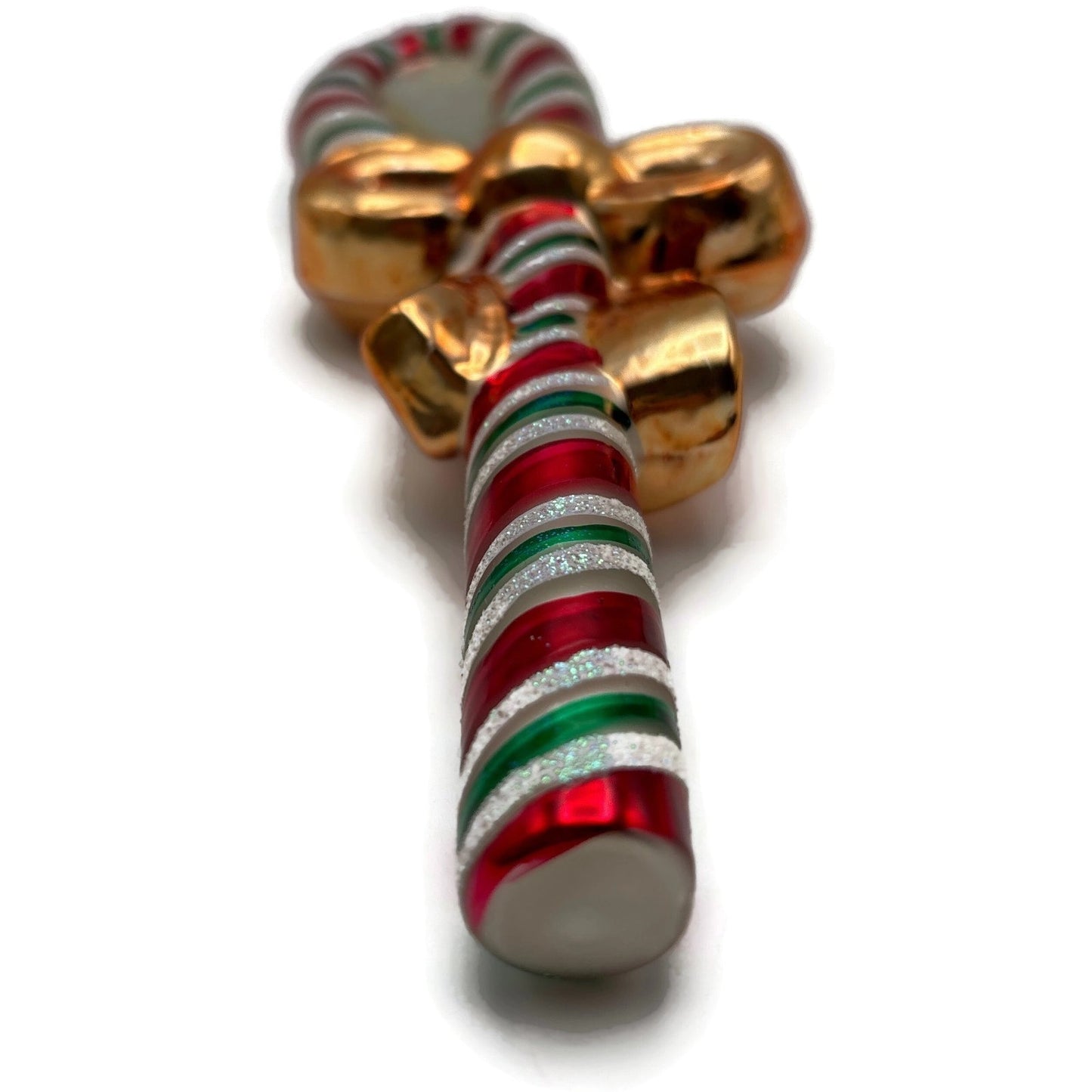 Christopher Radko Candy Wrap Gold Bow Stiped Christmas Tree Ornament 99-002-0