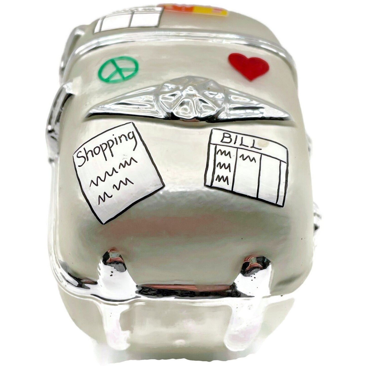 Patricia Breen Grandma Josies Fridge Pearl Silver Peace Heart Christmas Ornament