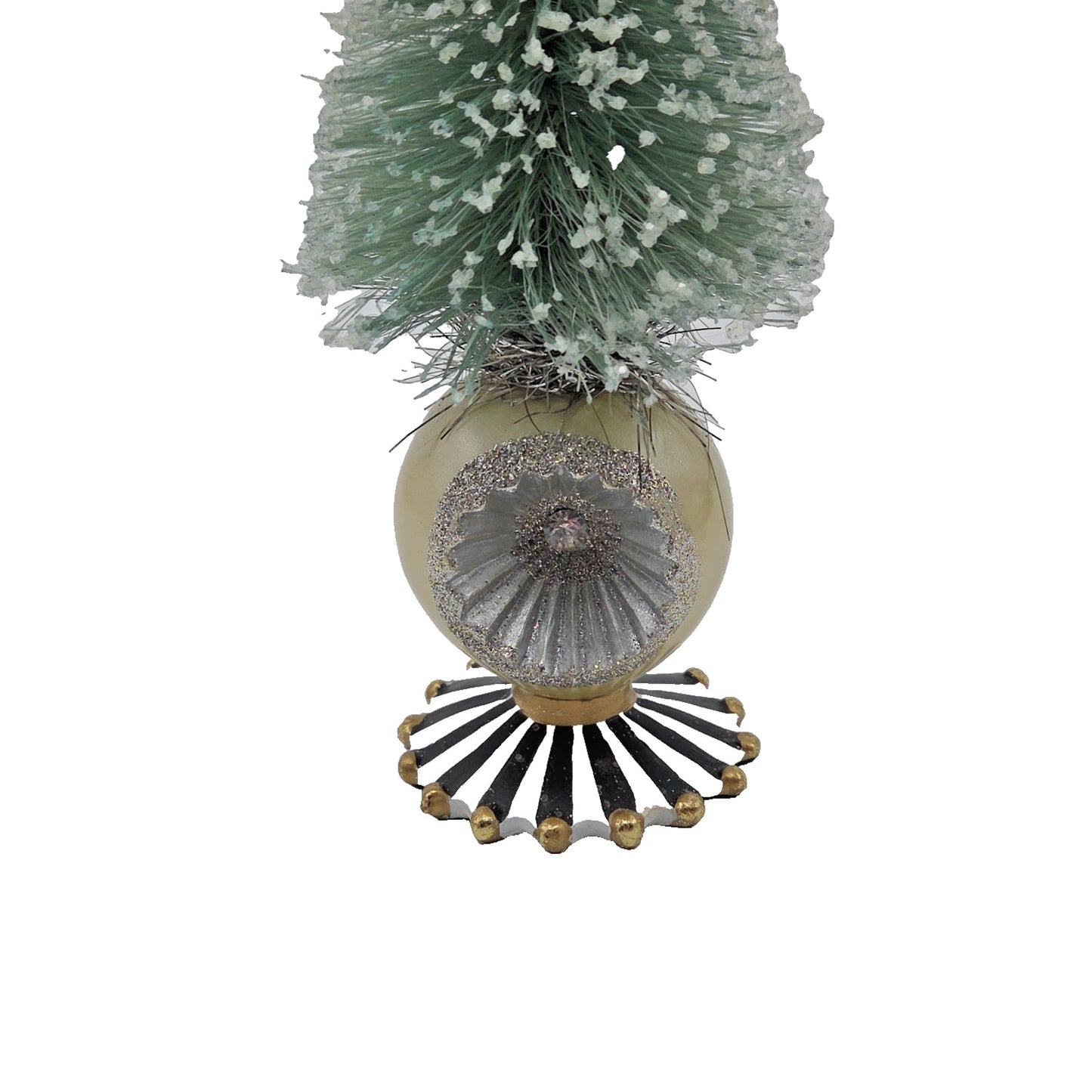 Mackenzie Childs Home Sweet Snow Bottle Brush Tree Mini Green Courtly Check Bow