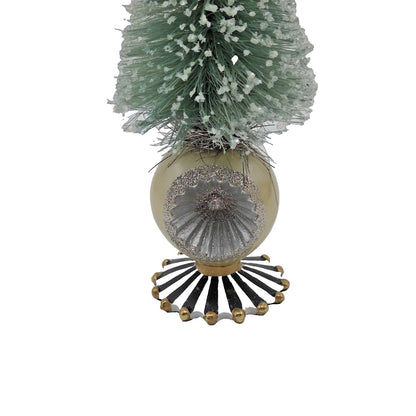Mackenzie Childs Home Sweet Snow Bottle Brush Tree Mini Green Courtly Check Bow