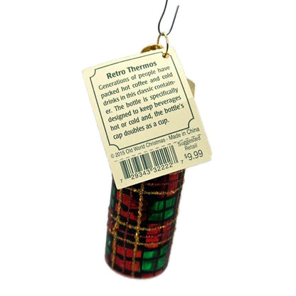 Old World Christmas Retro Thermos Plaid Christmas Holiday Tree Ornament OWC