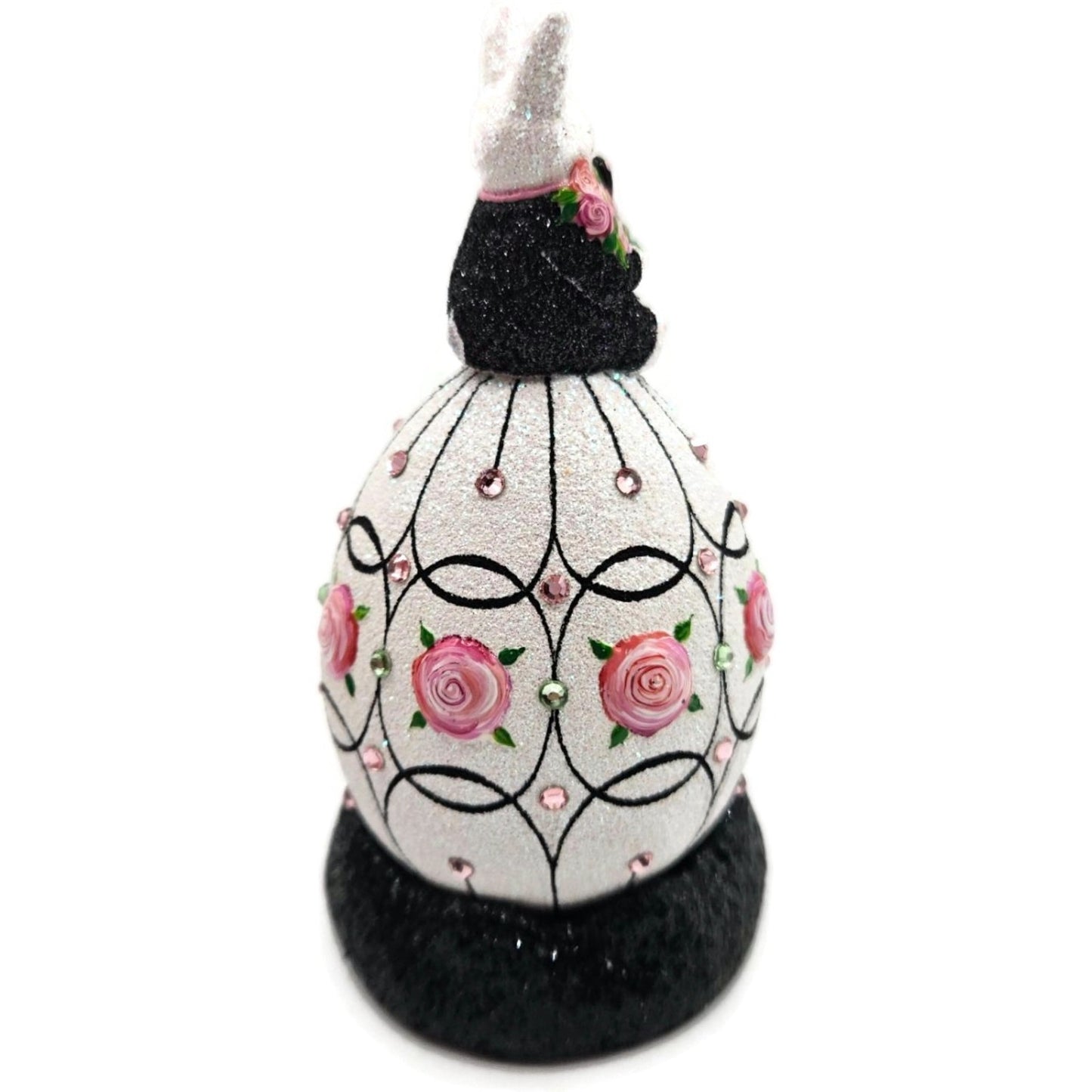 Patricia Breen A Most Elegant Bunny Cachette Black Floral Easter Holiday Signed