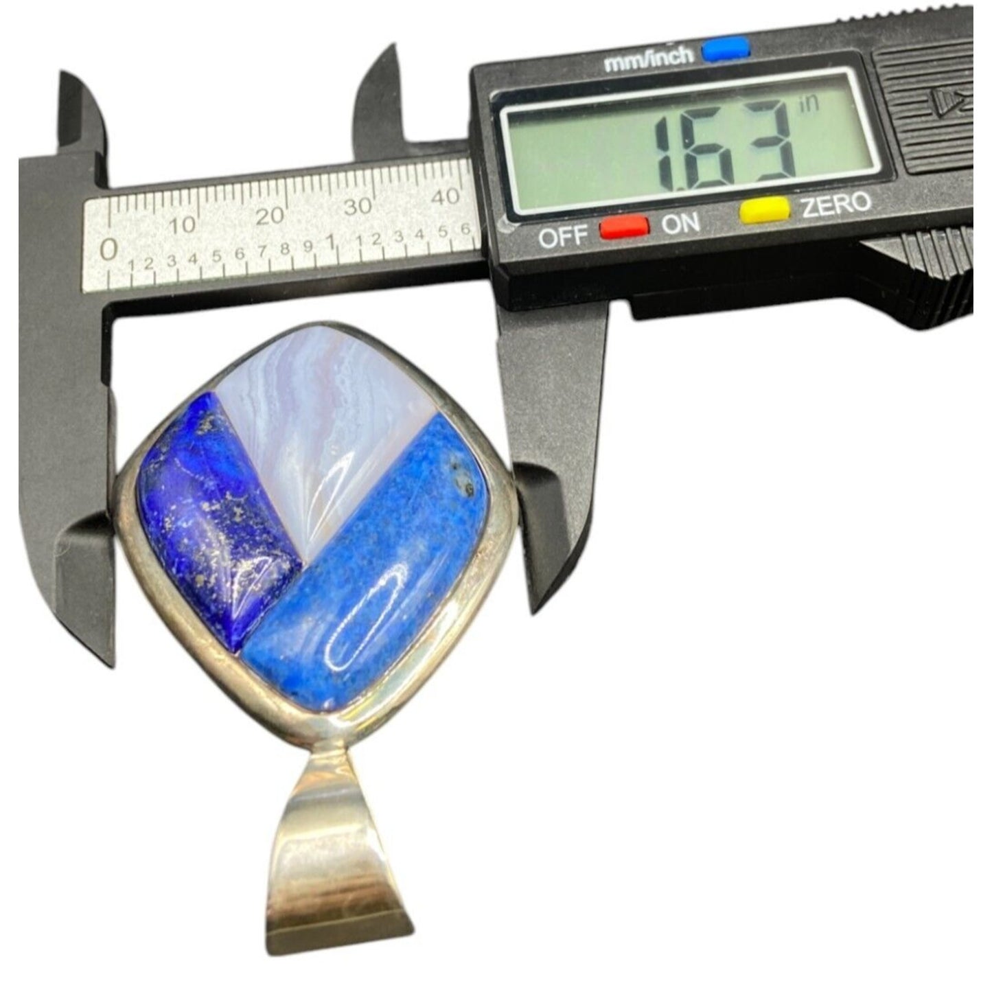 Lapis Lazuli Blue Lace Agate Charm Pendant Mix Gemstones Silver Tone Metal