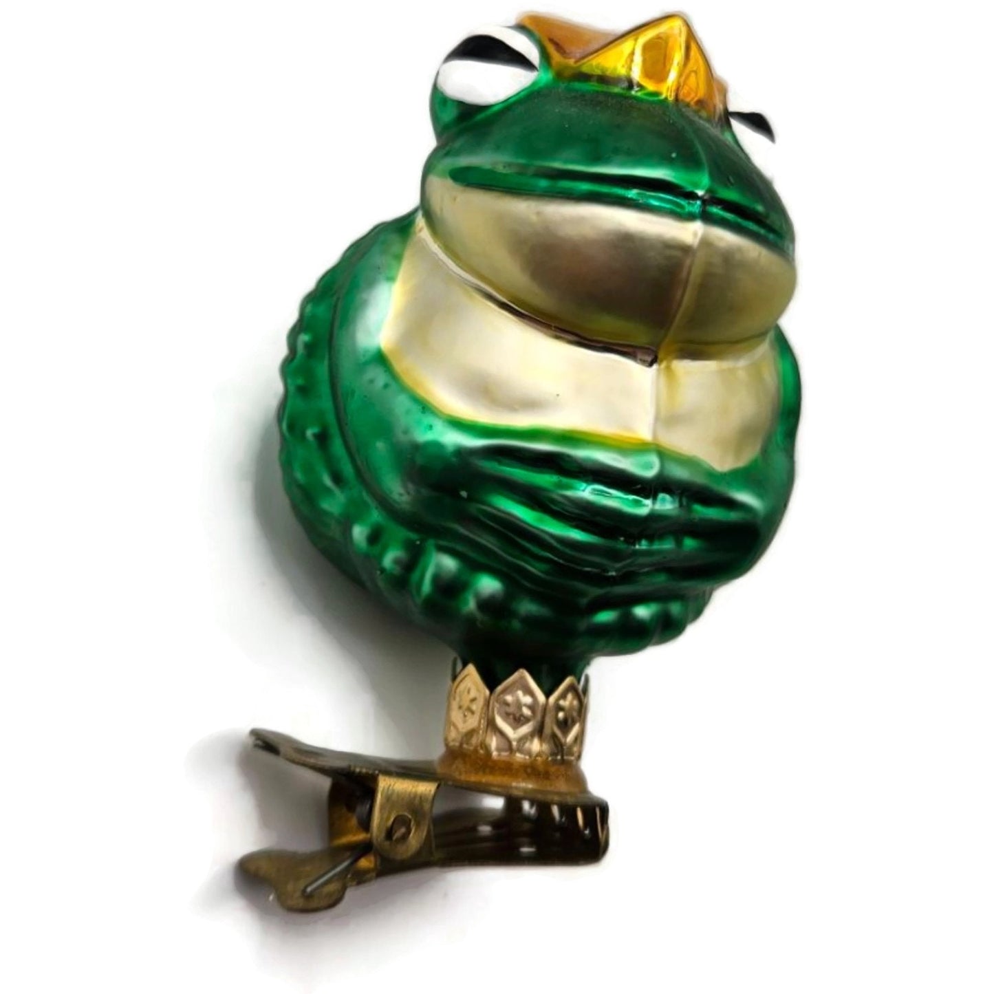 Patricia Breen Frog Prince Green Gold Crown Clip On Christmas Ornament