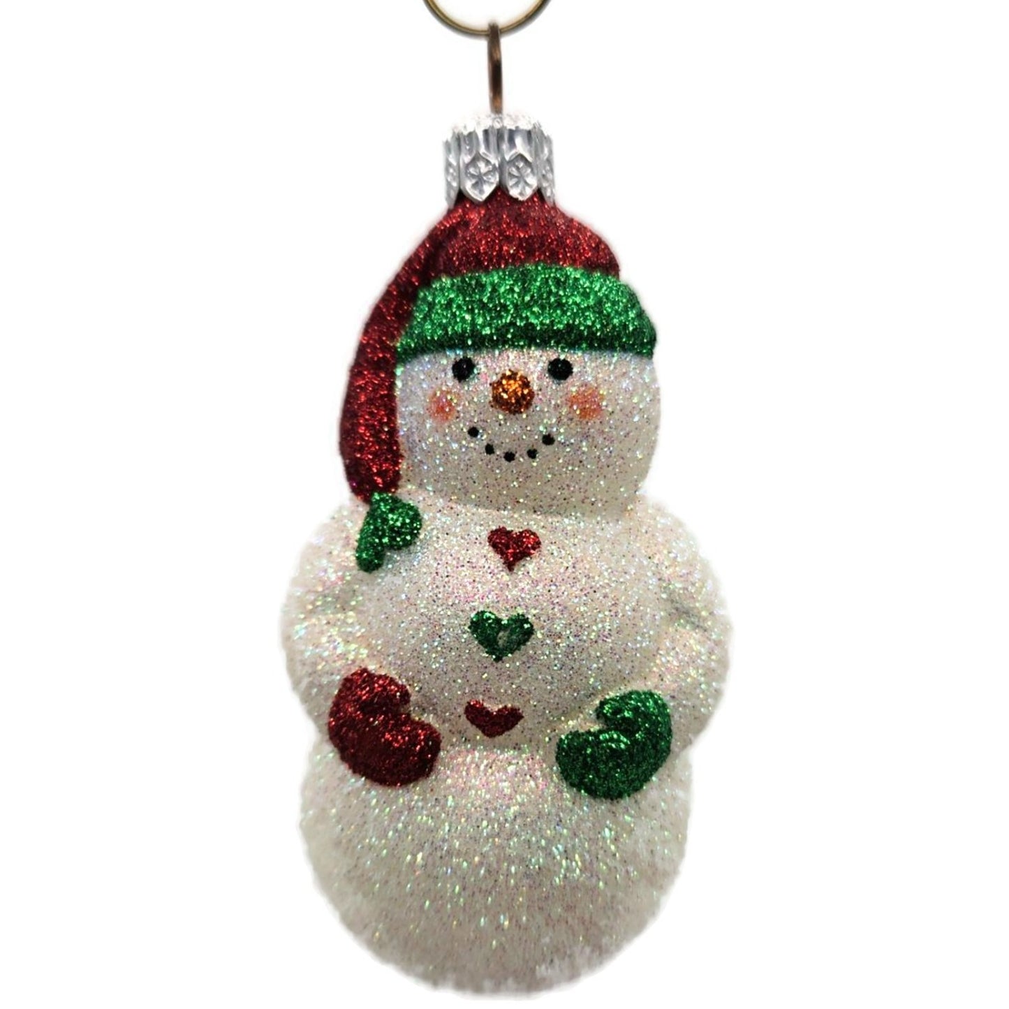Patricia Breen Loving Snowman Green Red Hearts White Christmas Tree Ornament