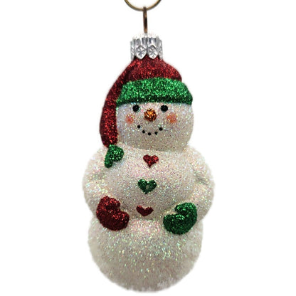 Patricia Breen Loving Snowman Green Red Hearts White Christmas Tree Ornament