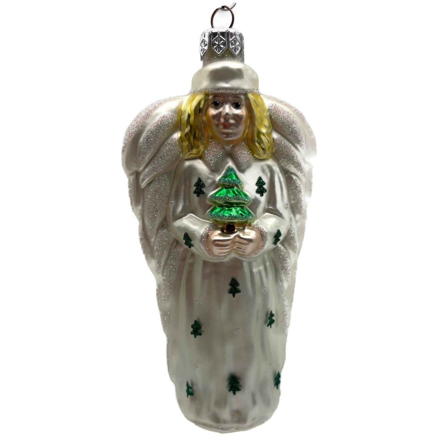 Patricia Breen Noel Angel Pearl White Yellow Green Christmas Tree Ornament