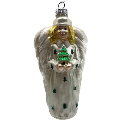 Patricia Breen Noel Angel Pearl White Yellow Green Christmas Tree Ornament