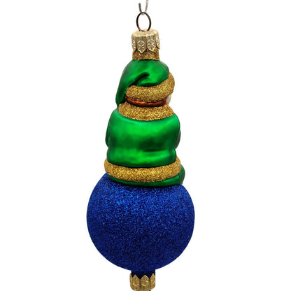 Patricia Breen Jingles the Elf Green Suit Blue Ball Christmas Holiday Ornament