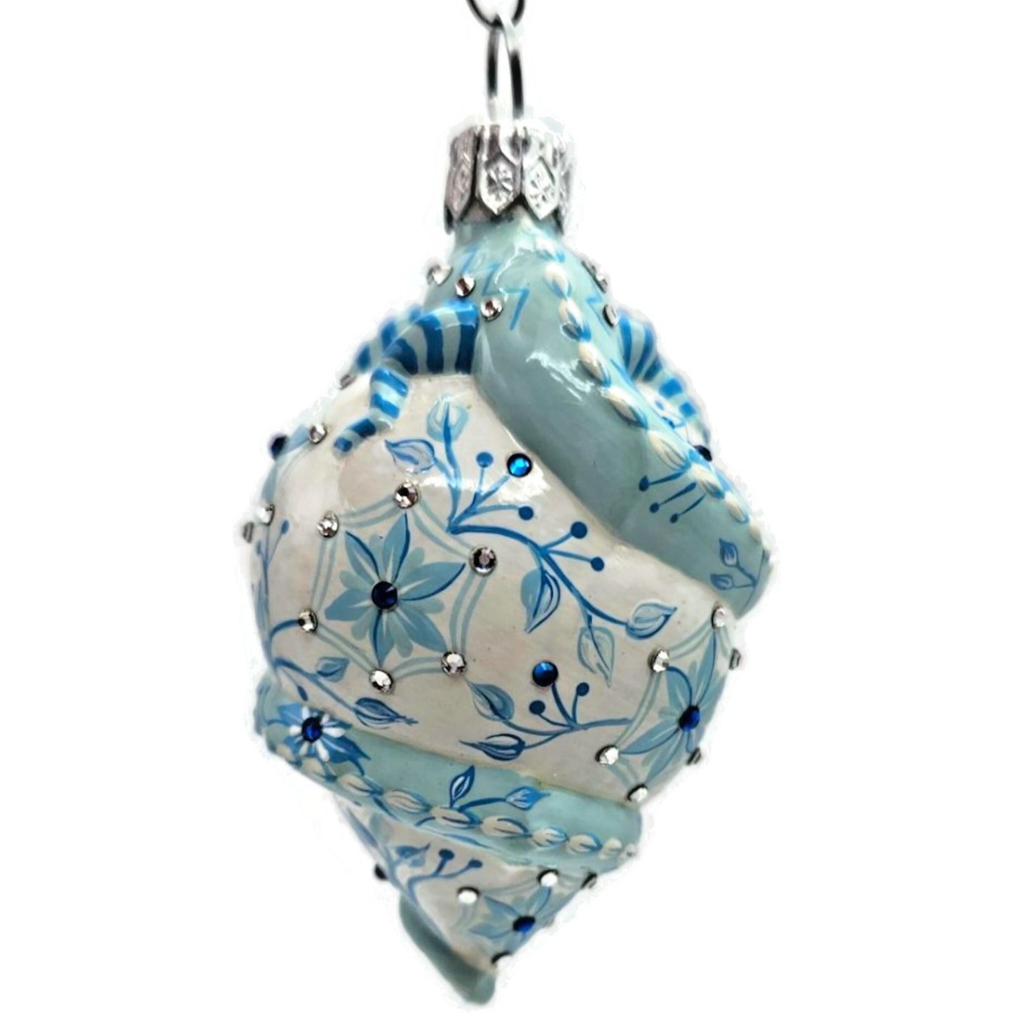 Patricia Breen Topping Chameleon Chinoiserie Aquamarine Spring Holiday Ornament
