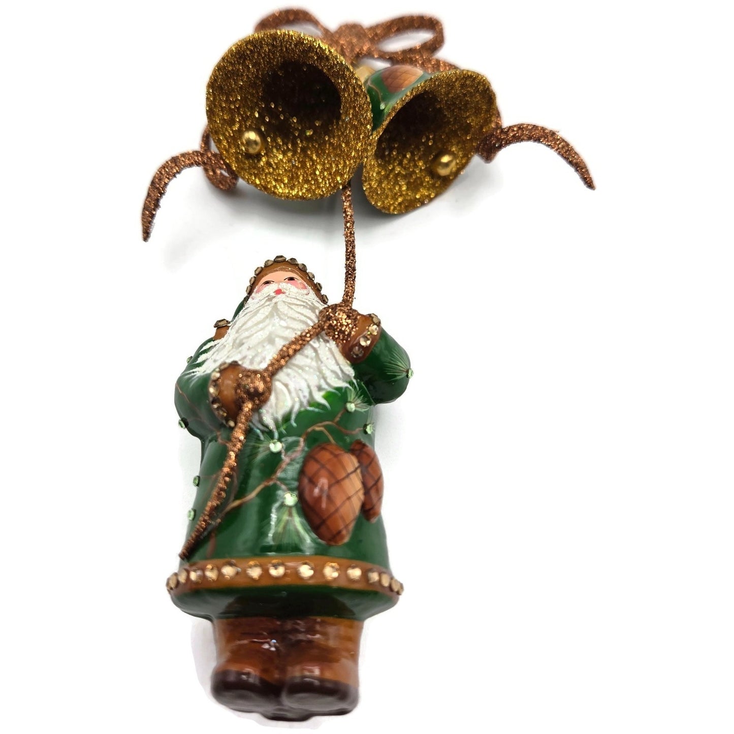 Patricia Breen Bellissimo Santa Claus Pine Cones Green Christmas Tree Ornament