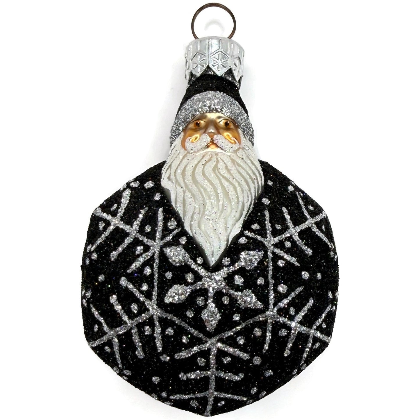 Patricia Breen Snowflake Noel Black Santa Claus Hexagon Christmas Ornament 2257