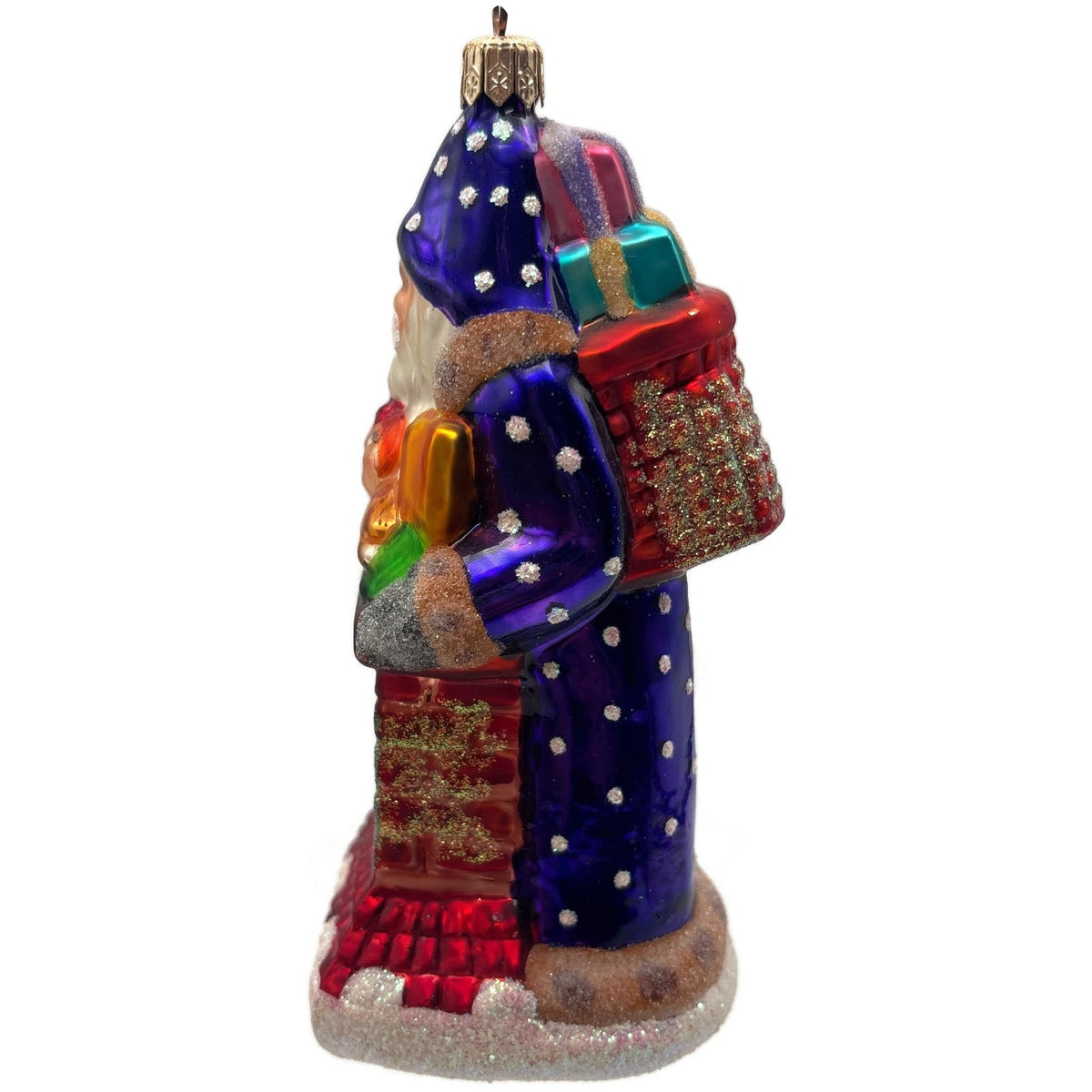 Christopher Radko Chimney Sweets Santa Snow Glass Christmas Ornament 98-186-0