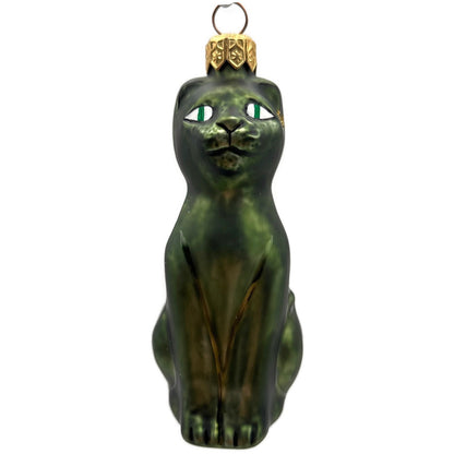 Patricia Breen Egyptian Cat Or Pharaoh's Cat Matte Green Christmas Tree Ornament