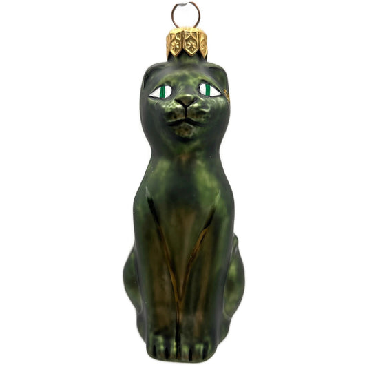Patricia Breen Egyptian Cat Or Pharaoh's Cat Matte Green Christmas Tree Ornament