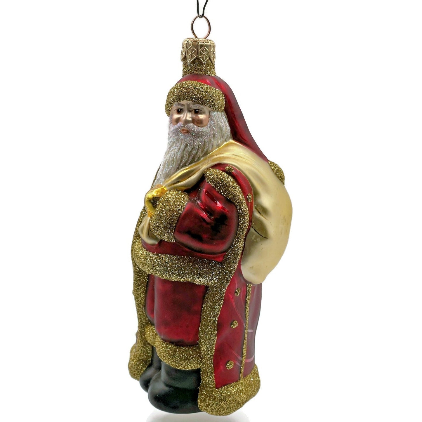 Patricia Breen Miniature Jordan Santa Claus Bordeaux Gold Bag Christmas Ornament