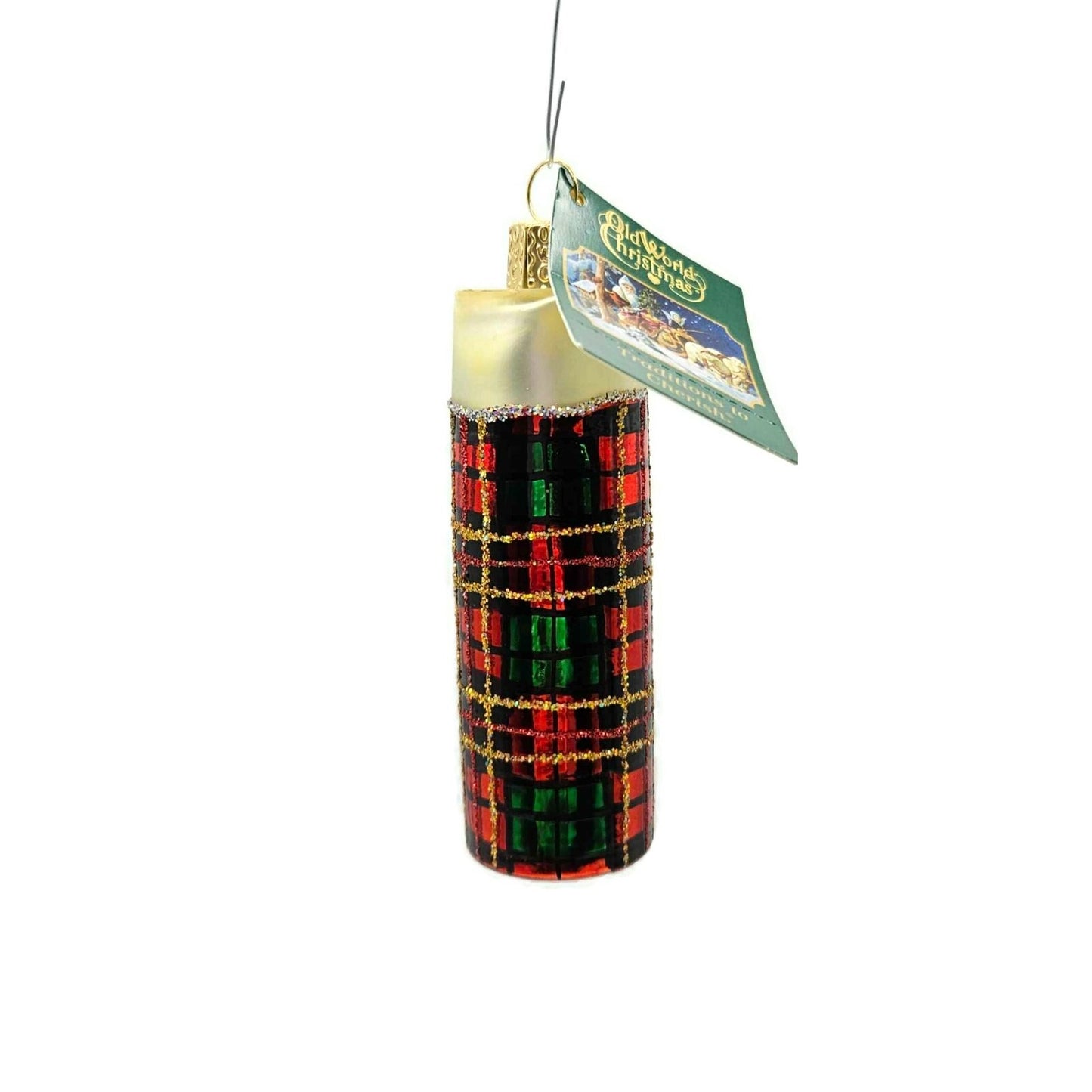 Old World Christmas Retro Thermos Plaid Christmas Holiday Tree Ornament OWC