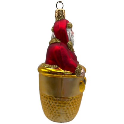 Patricia Breen Thimble Santa Glittered Sewing Seamstress Christmas Ornament