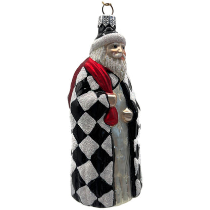Patricia Breen Saint Louis Santa Black White Diamond Christmas Tree Ornament