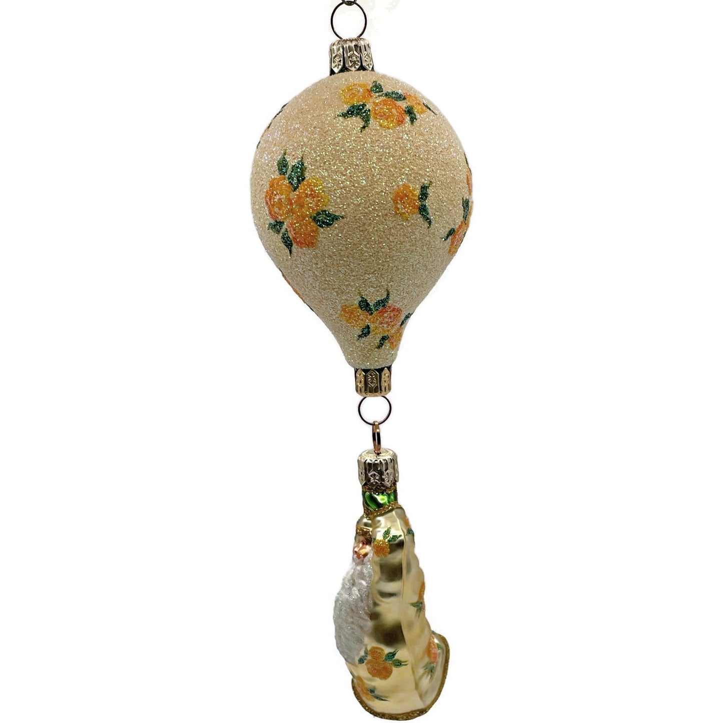 Patricia Breen Into the Blue Santa Claus Yellow Roses Spring Christmas Ornament