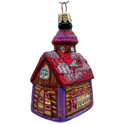 Christopher Radko Gingerbread Chapel Glass Christmas Tree Ornament 98-167-0