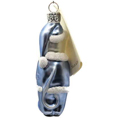 Patricia Breen Festive Mouse Light Blue Hand Blown Glass Christmas Tree Ornament