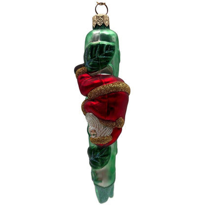 Patricia Breen Santa and the Beanstalk Red Green Matte Christmas Tree Ornament