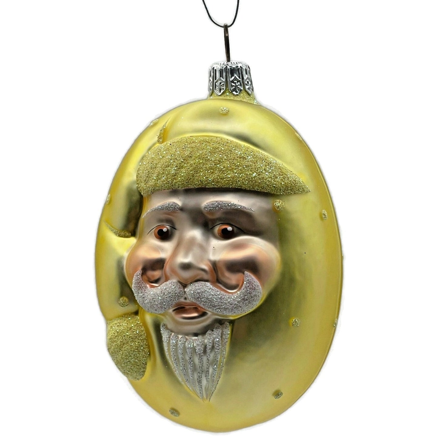 Patricia Breen Jelly Bean Santa Claus Yellow Matte Glittered Polka Dot Ornament