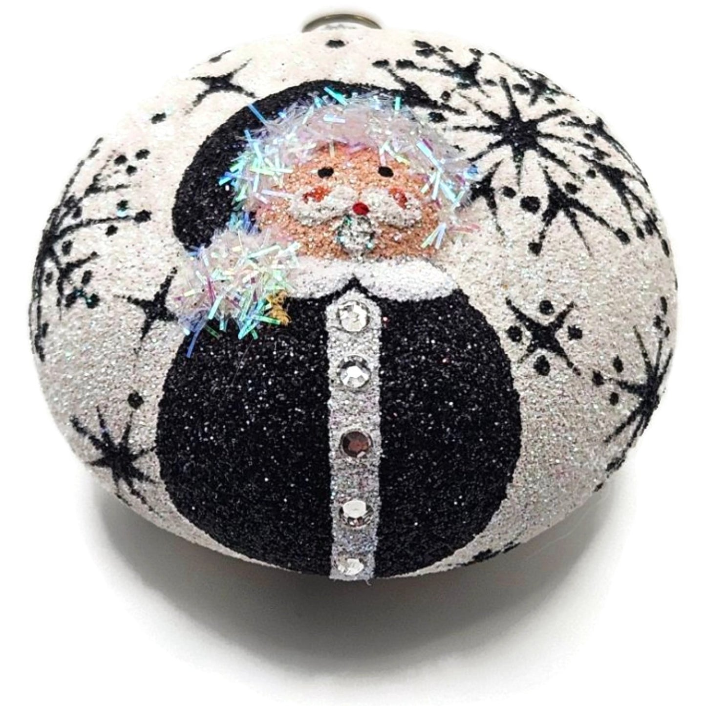 Patricia Breen Nicholas Medallion Black White Snowflakes Christmas Tree Ornament