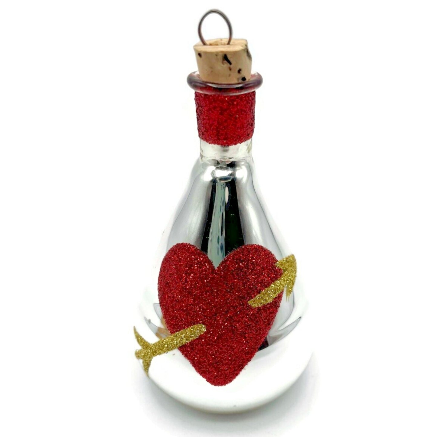Ornament Patricia Breen Love Elixir Silver Heart Glass Valentines Christmas Tree