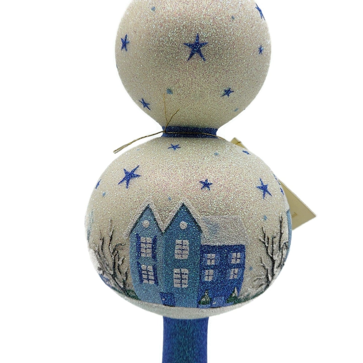 Patricia Breen Village Finial Blue Flame Prototype Moon Glittered Tree Topper