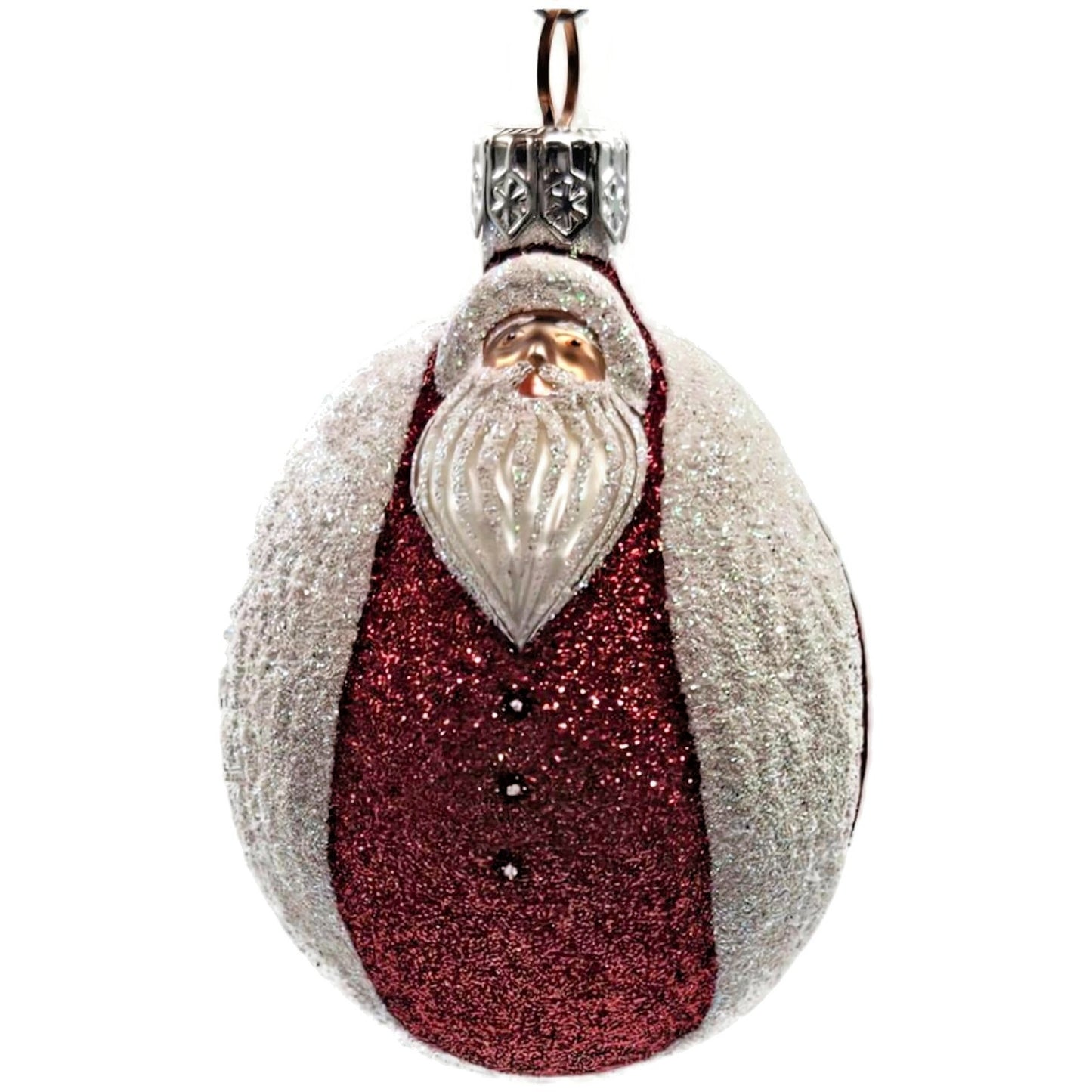 Patricia Breen Santa Ladybug White Red Glittered Christmas Tree Ornament