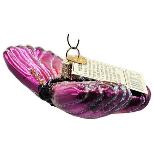 Bright Butterfly Purple Insect Glitter Glass Old World Christmas Ornament OWC