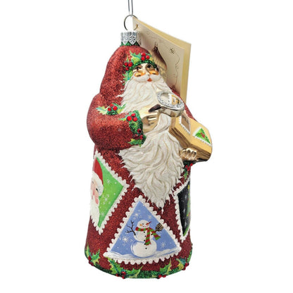 Patricia Breen Evans Santa Claus Noel Red Stamp Holly Snowman Christmas Ornament