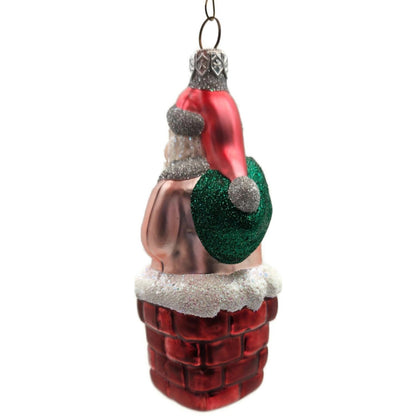 Patricia Breen Here Comes Santa Claus Pink Chimney Green Bag Christmas Ornament