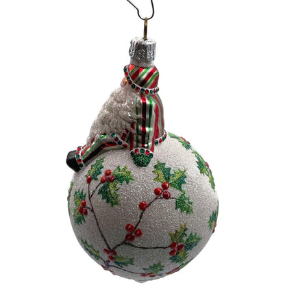 Patricia Breen Steadfast Santa Holly Red Striped Christmas Holiday Tree Ornament