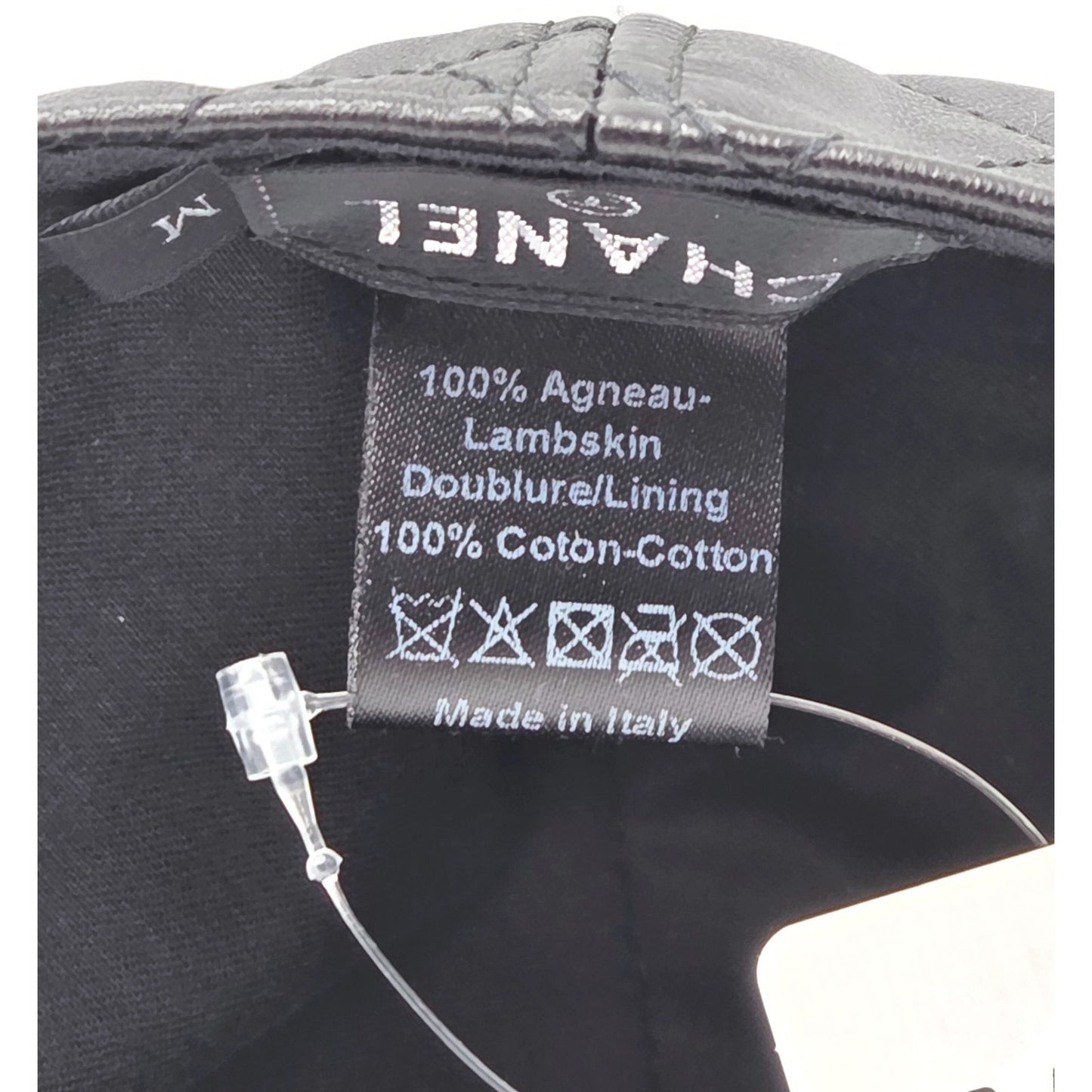 Chanel CC Logo Quilted Lambskin Leather Baseball Cap Hat Black Medium 15B Rare