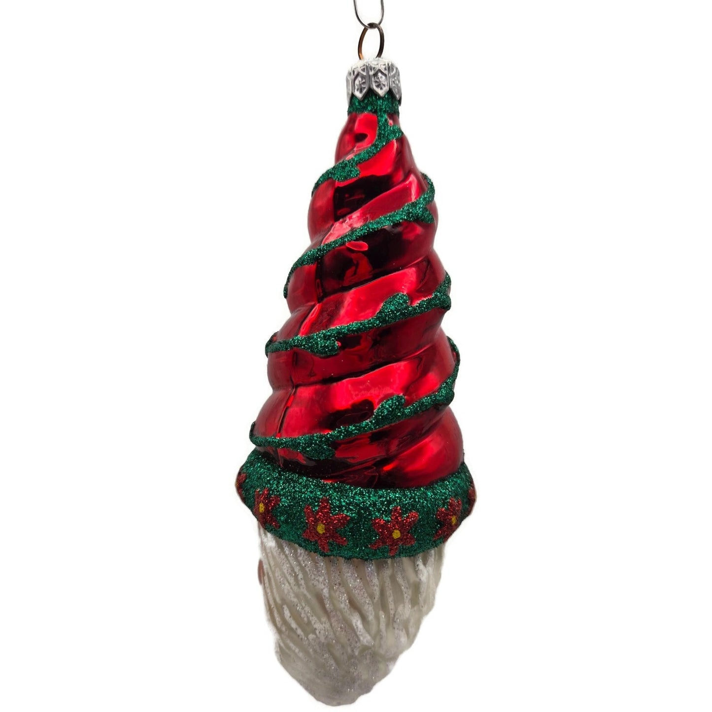 Patricia Breen Goslar Santa Claus Red Shiny Poinsettia Spring Christmas Ornament