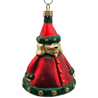 Patricia Breen Santas Helper Red Glittered Dotted Gold Christmas Tree Ornament
