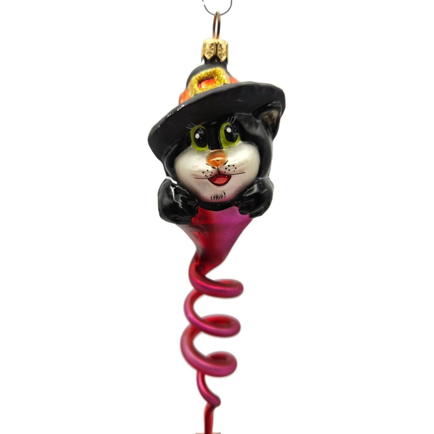 Christopher Radko Spiral Swirl Cat Hat Halloween Christmas Ornament 99-070-0