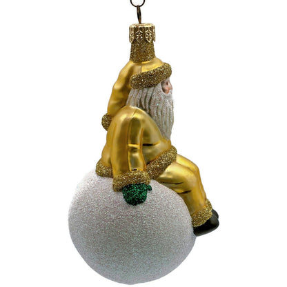 Patricia Breen Snowbound Santa Claus Gold Pearl Snowball Christmas Tree Ornament