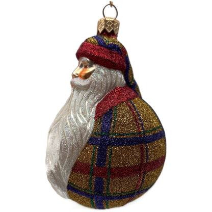 Patricia Breen Santa Du Monde Plaid Red Gold Christmas Tree Ornament CATZ