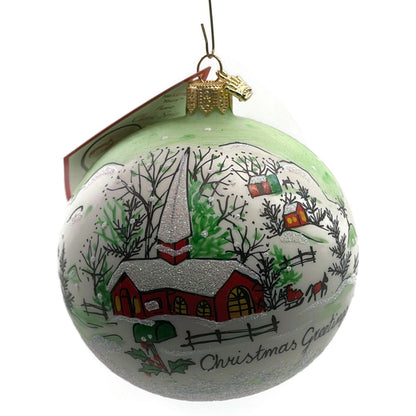 Heartfully Yours Orb Winter Valley Scenery Village Snow Christmas Tree Ornament
