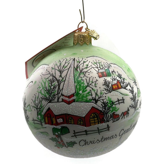 Heartfully Yours Orb Winter Valley Scenery Village Snow Christmas Tree Ornament