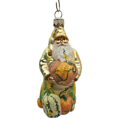 Patricia Breen Harvest Santa Gold Pumpkins Flowers Fall Christmas Ornament 2230