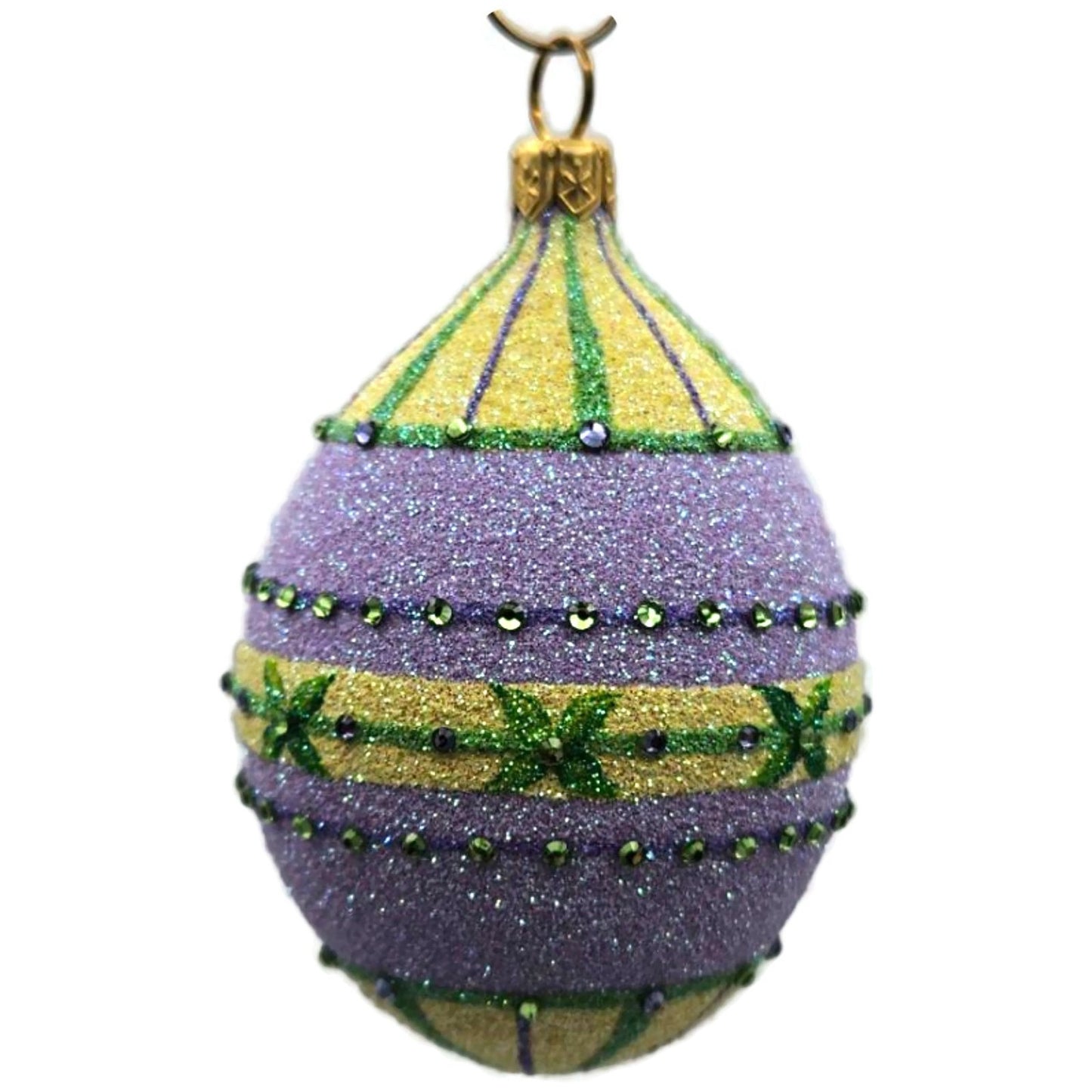 Patricia Breen Pansy Egg Yellow Green Striped Flowers Easter Ornament CATZ
